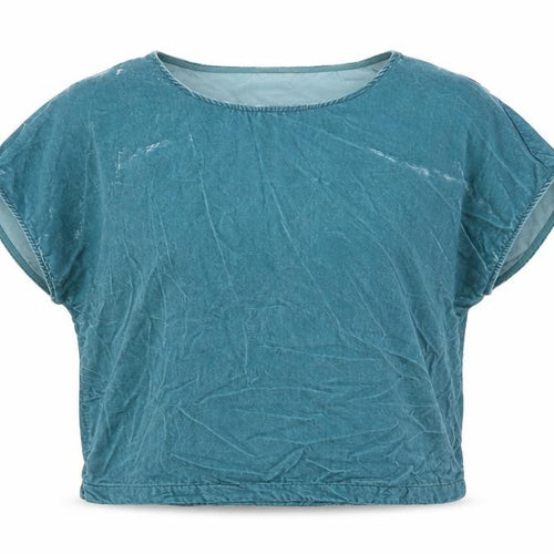 Monsoon Women’s Blue Velvet Short Sleeve Crew Neck Top M Regular