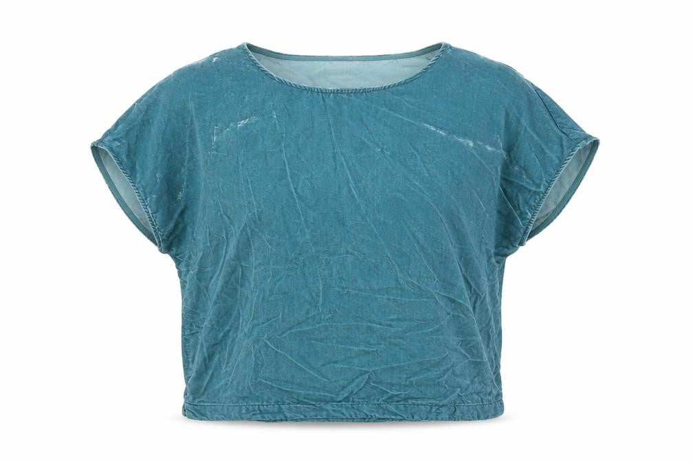 Monsoon Women’s Blue Velvet Short Sleeve Crew Neck Top M Regular