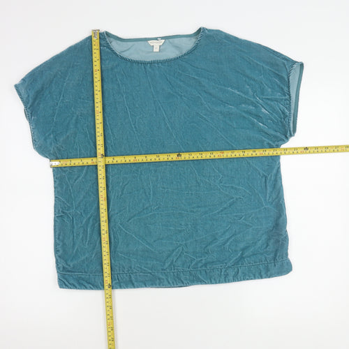 Monsoon Women’s Blue Velvet Short Sleeve Crew Neck Top M Regular