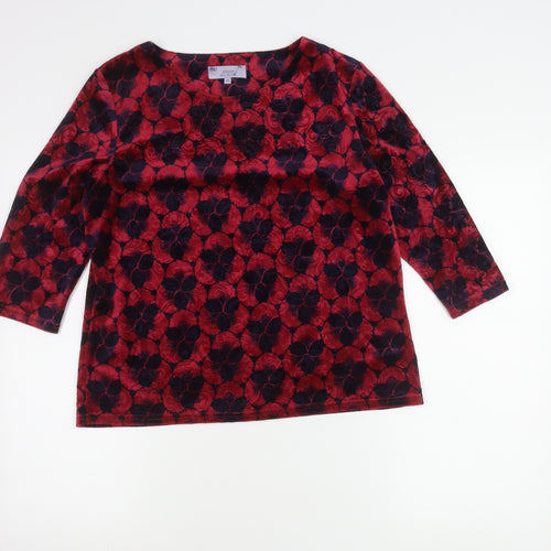 Honor Millburn Women's Red Floral Velvet Blouse Size 14