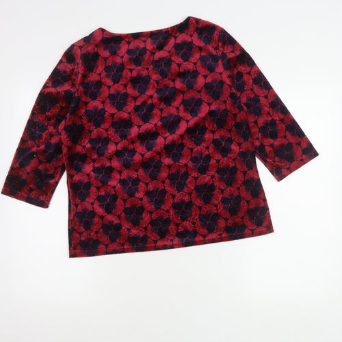 Honor Millburn Women's Red Floral Velvet Blouse Size 14