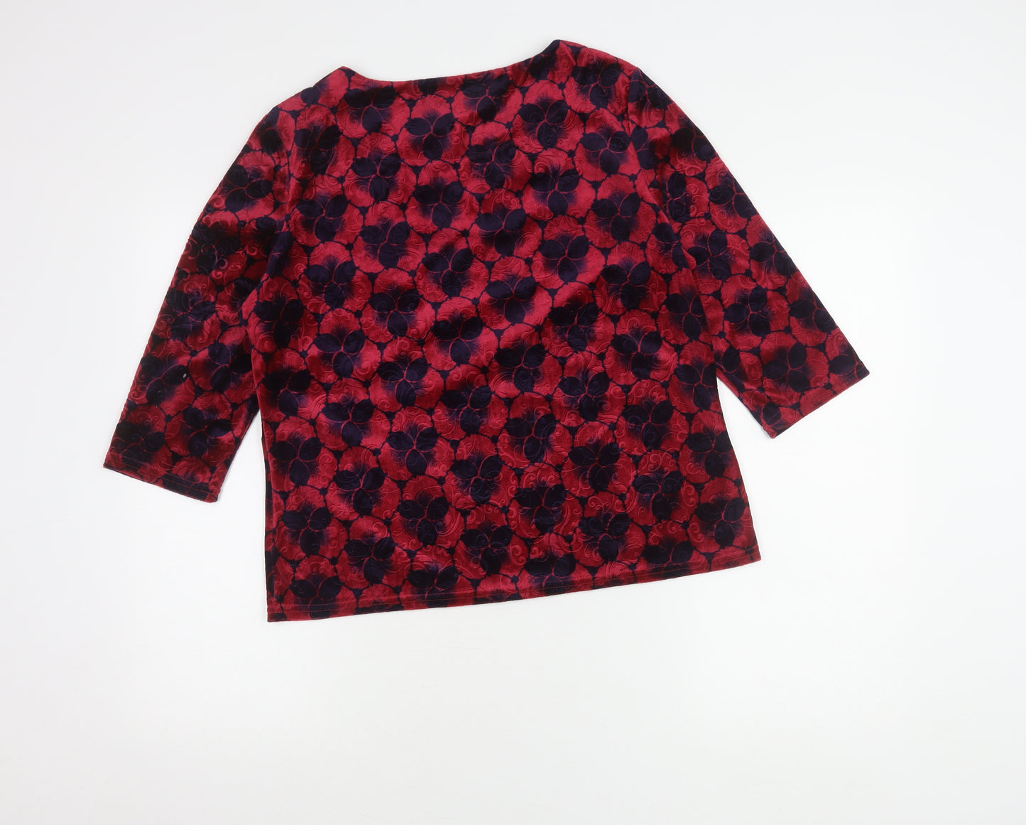 Honor Millburn Women's Red Floral Velvet Blouse Size 14