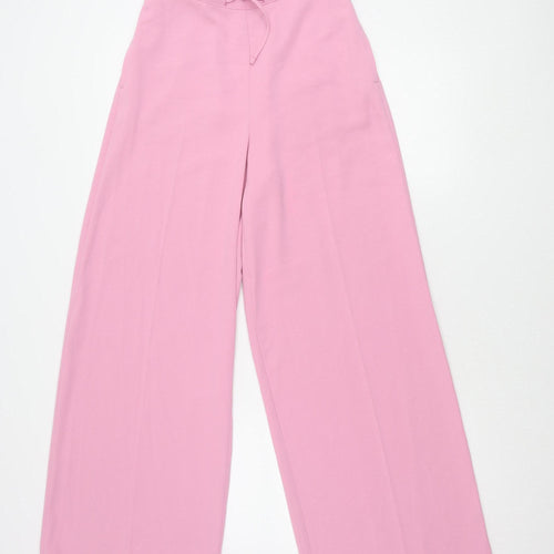 Marks and Spencer Women’s Pink Wide-Leg Trousers Size 8 Regular