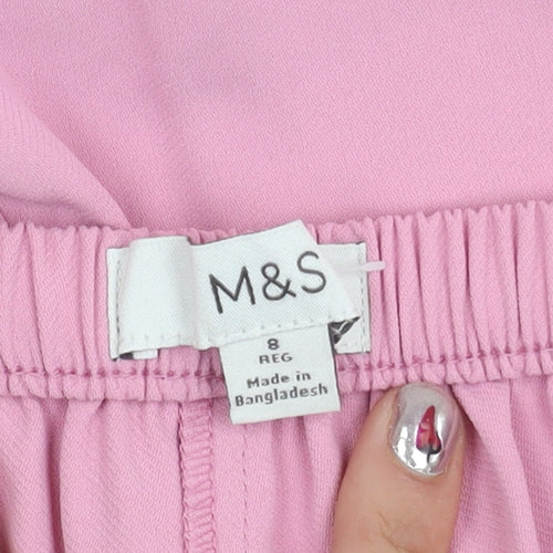 Marks and Spencer Women’s Pink Wide-Leg Trousers Size 8 Regular