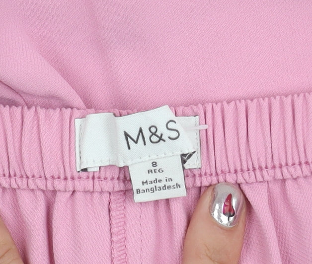 Marks and Spencer Women’s Pink Wide-Leg Trousers Size 8 Regular