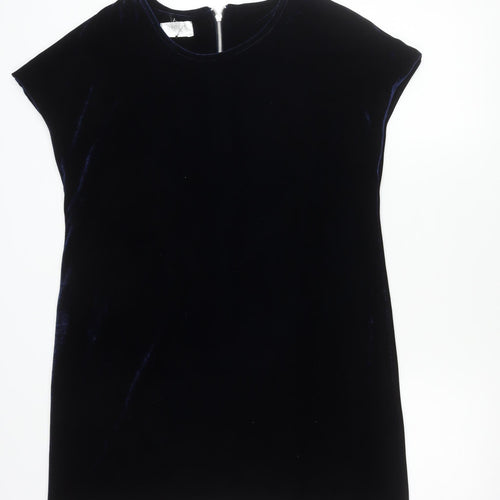 Opolis Fiftythree:2 Women's Blue Velvet Sheath Dress S Short Sleeve Party