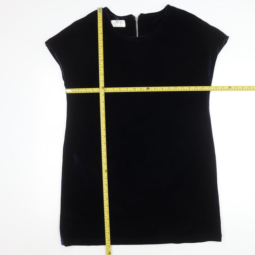 Opolis Fiftythree:2 Women's Blue Velvet Sheath Dress S Short Sleeve Party