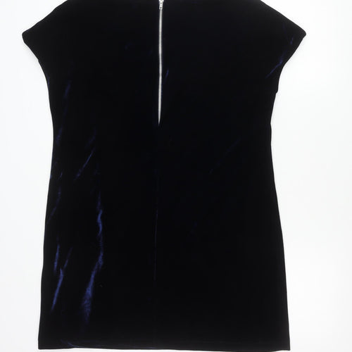 Opolis Fiftythree:2 Women's Blue Velvet Sheath Dress S Short Sleeve Party