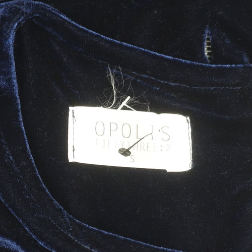 Opolis Fiftythree:2 Women's Blue Velvet Sheath Dress S Short Sleeve Party