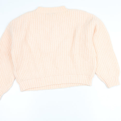 Quiz Women's Beige Beaded Chunky Knit Crew Neck Jumper Size S