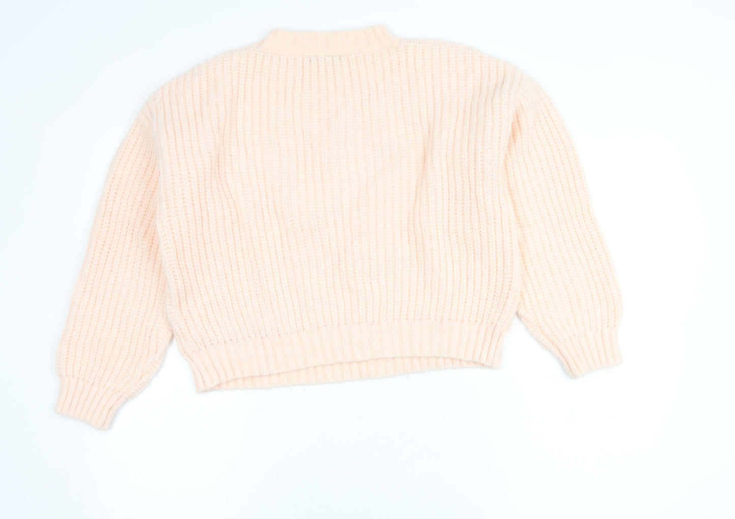 Quiz Women's Beige Beaded Chunky Knit Crew Neck Jumper Size S