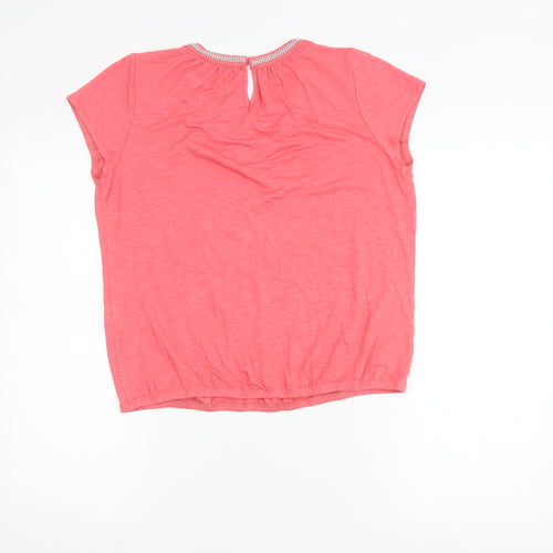 BHS Women’s Petite Pink Beaded Round Neck Short Sleeve Blouse Size 14