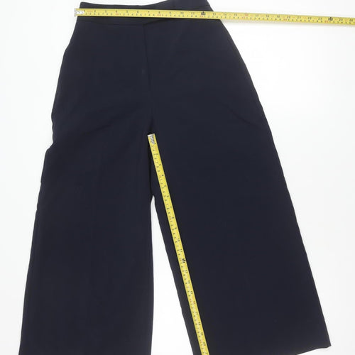 Zara Women Black XS Cropped Wide-Leg Trousers Polyester Blend
