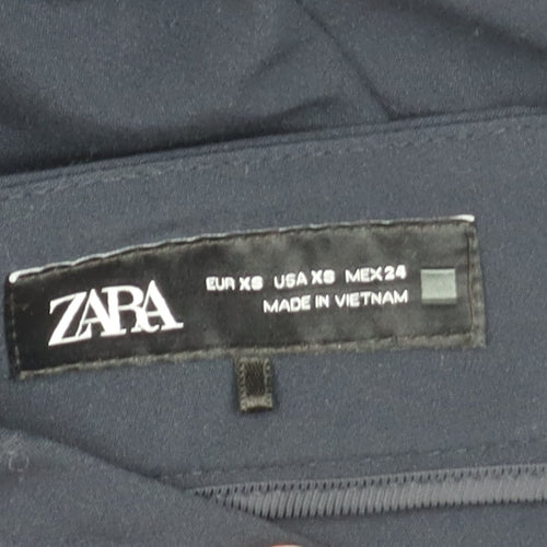 Zara Women Black XS Cropped Wide-Leg Trousers Polyester Blend