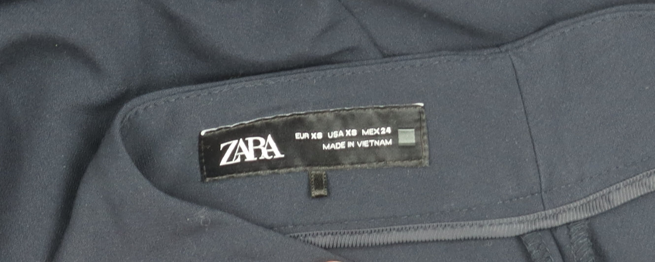 Zara Women Black XS Cropped Wide-Leg Trousers Polyester Blend