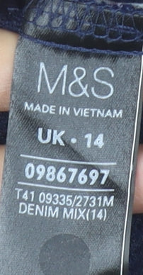 Marks and Spencer Women’s Blue Tunic Blouse UK 14 3/4 Sleeve