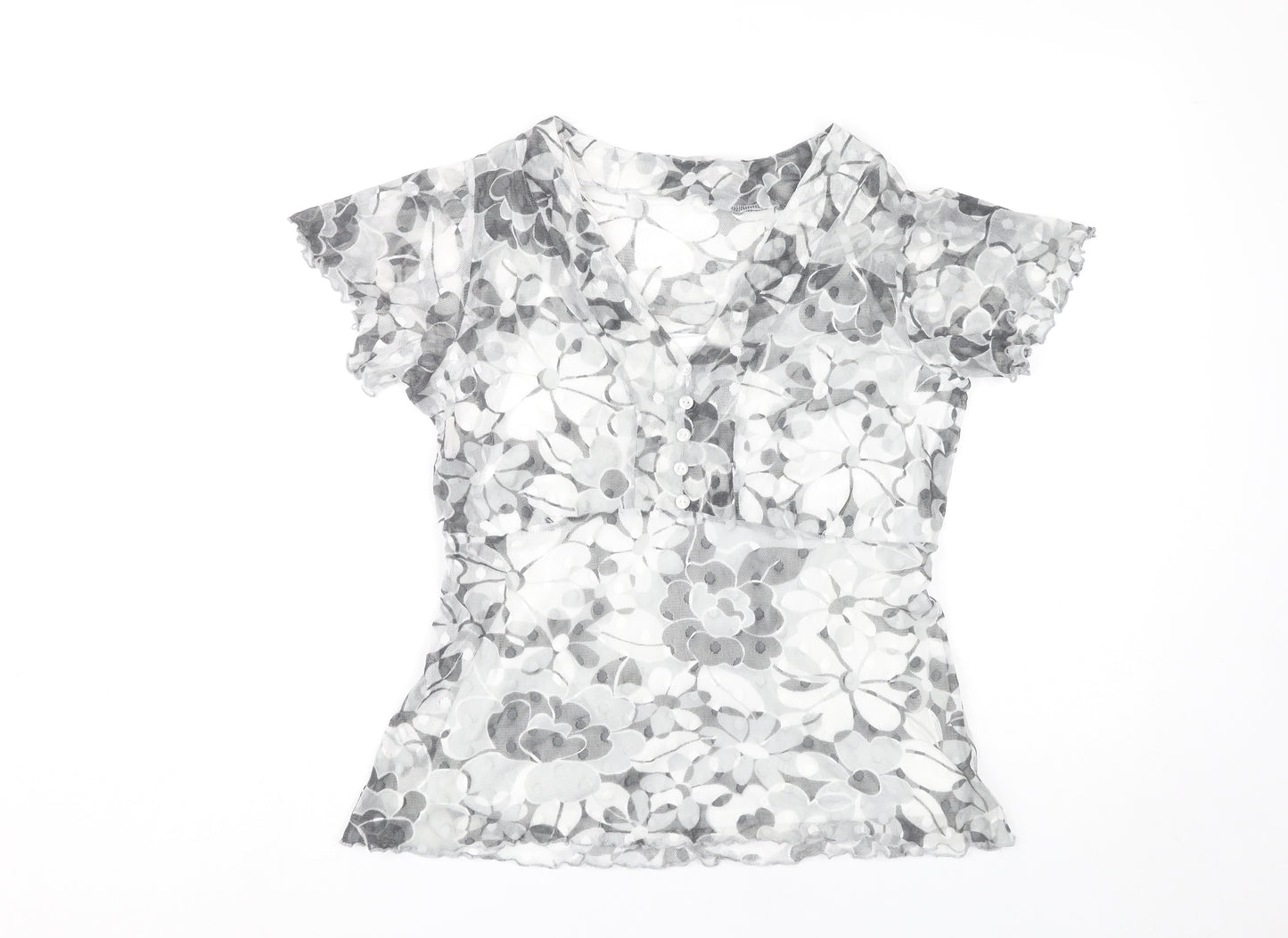 Kate Lilly Women's Multicoloured Floral Wrap Blouse Size 14