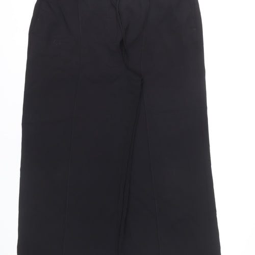 Marks and Spencer Womens Black Wide-Leg Trousers Size 16 Elastic Waist