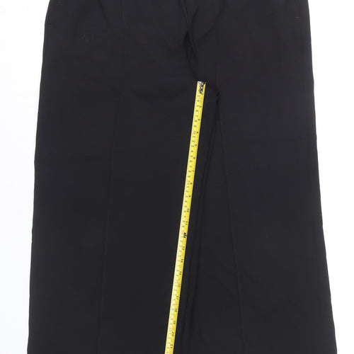 Marks and Spencer Womens Black Wide-Leg Trousers Size 16 Elastic Waist