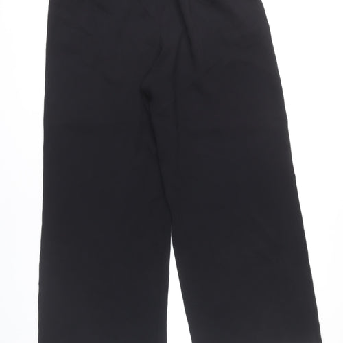 Marks and Spencer Womens Black Wide-Leg Trousers Size 16 Elastic Waist