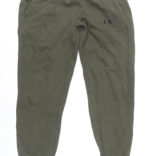 Puma Men's Green Jogger Trousers S Regular Fit Elastic Waist Cuffed