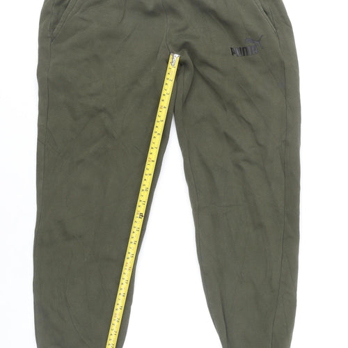 Puma Men's Green Jogger Trousers S Regular Fit Elastic Waist Cuffed