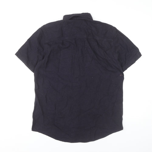 Topman Men's Black Check Cotton Short Sleeve Button-Up Shirt M