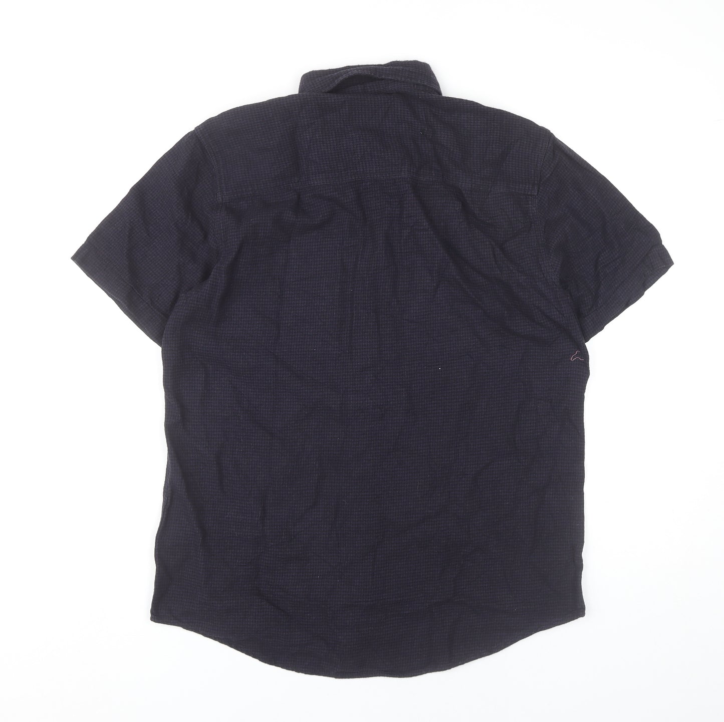Topman Men's Black Check Cotton Short Sleeve Button-Up Shirt M
