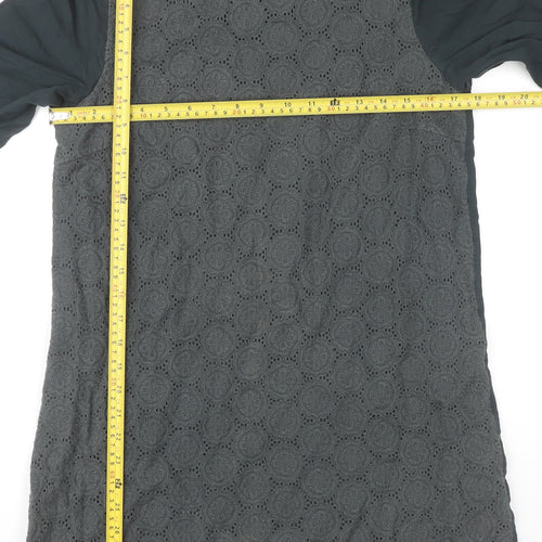 White Stuff Women’s Grey Cotton Lace Tunic Blouse Size 14
