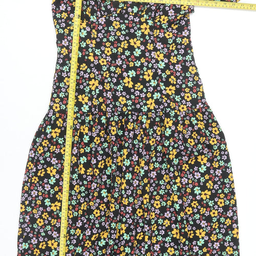 ASOS DESIGN Women's Multicoloured Floral Midi A-Line Puff Sleeve Dress Size 10