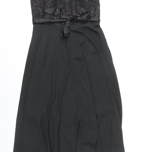 Sunny Fashion Women's Black Size 12 A-Line Long Formal Dress