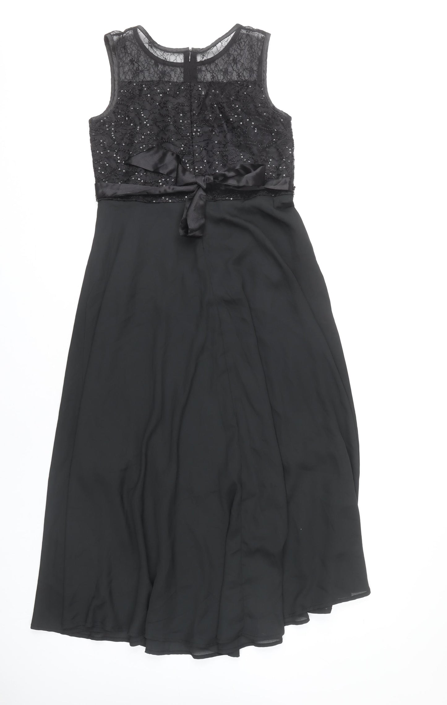 Sunny Fashion Women's Black Size 12 A-Line Long Formal Dress