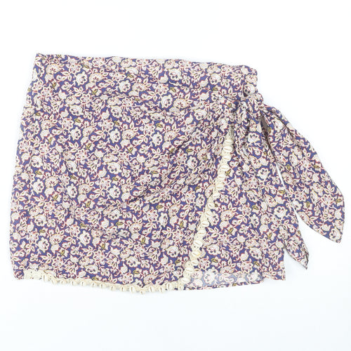 ZARA Women's Multicoloured Floral Wrap Short Skirt Size S