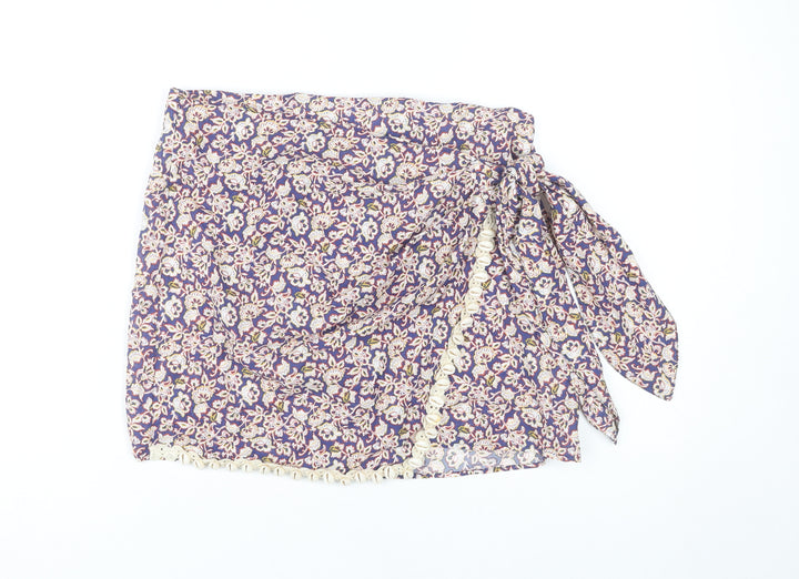 ZARA Women's Multicoloured Floral Wrap Short Skirt Size S