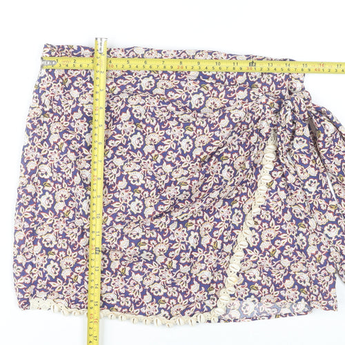 ZARA Women's Multicoloured Floral Wrap Short Skirt Size S