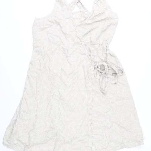 Marks and Spencer Women’s Beige Linen Blend Wrap Dress Size 20