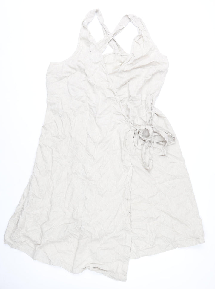 Marks and Spencer Women’s Beige Linen Blend Wrap Dress Size 20