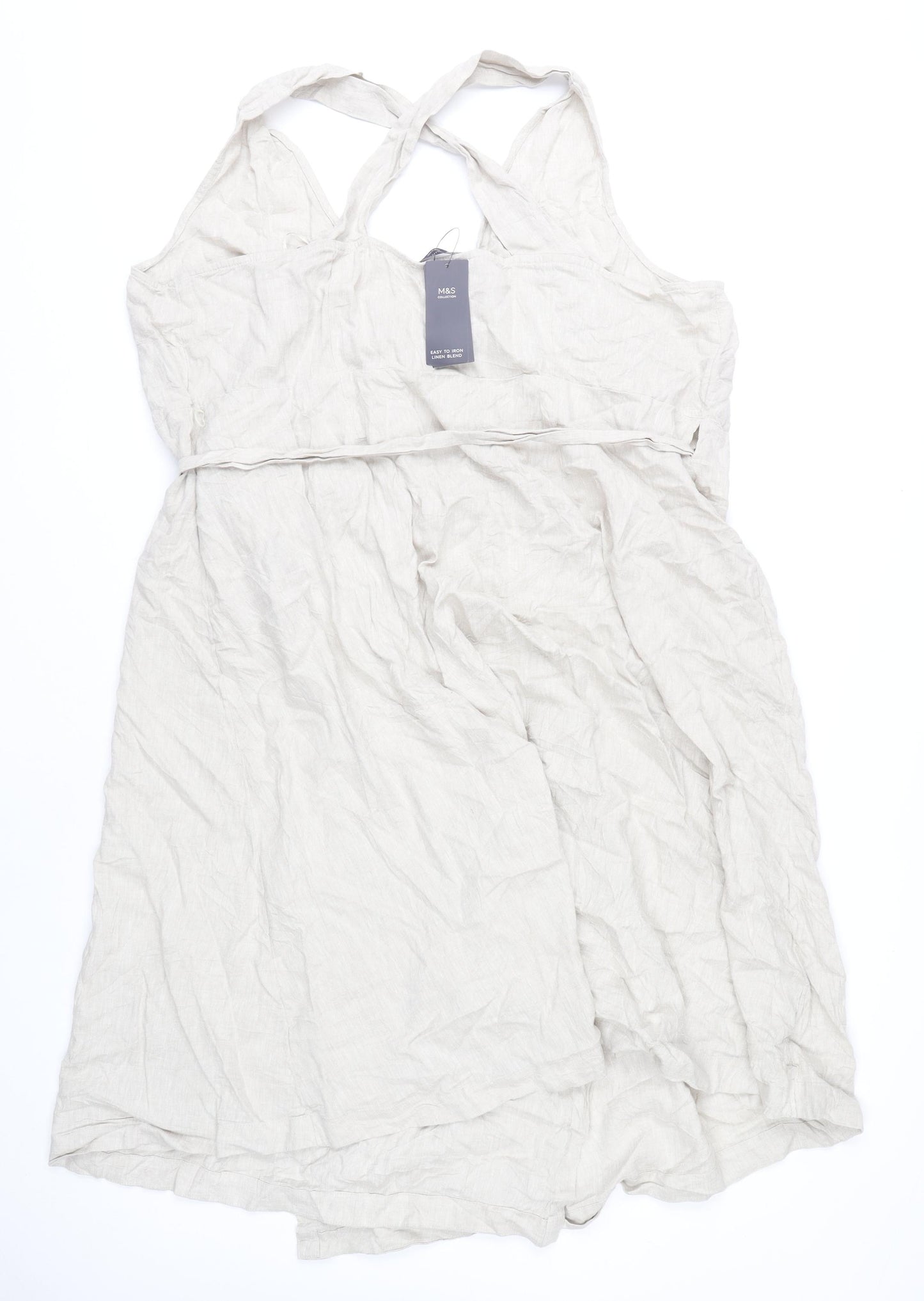 Marks and Spencer Women’s Beige Linen Blend Wrap Dress Size 20
