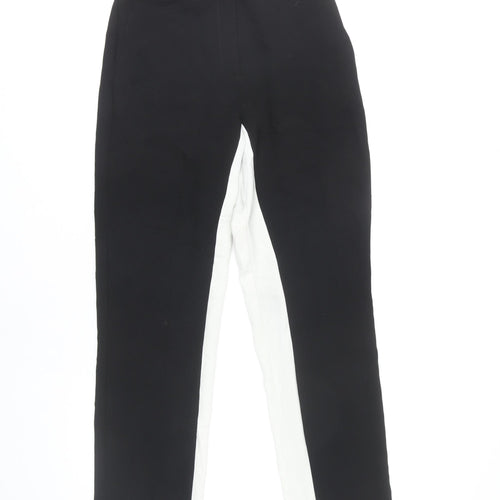 Topshop Womens Black White Stripe Straight Leg Slim Trousers UK 6
