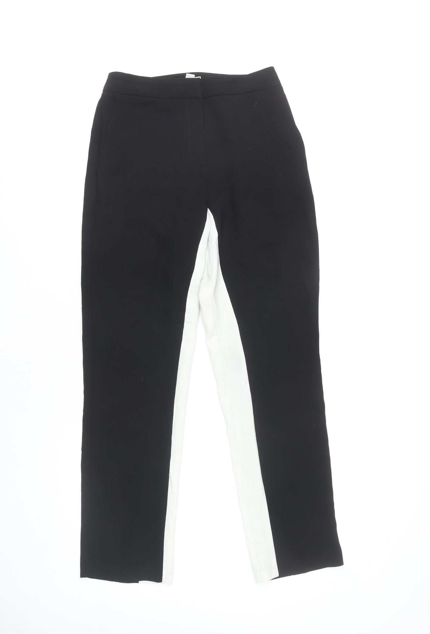 Topshop Womens Black White Stripe Straight Leg Slim Trousers UK 6