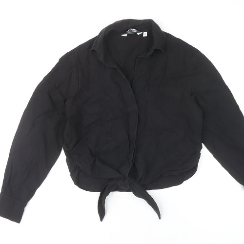 & Other Stories Women’s Black Size 6 Cropped Button-Up Lyocell Shirt
