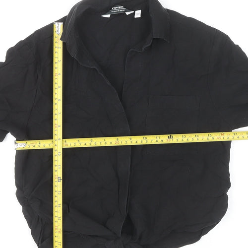 & Other Stories Women’s Black Size 6 Cropped Button-Up Lyocell Shirt