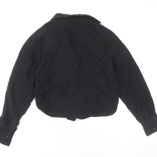 & Other Stories Women’s Black Size 6 Cropped Button-Up Lyocell Shirt