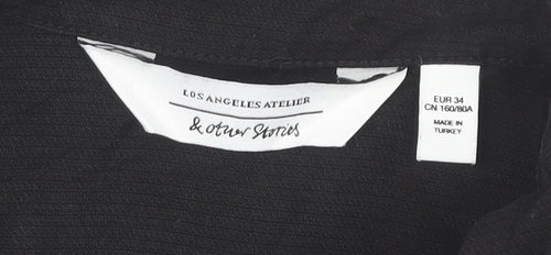 & Other Stories Women’s Black Size 6 Cropped Button-Up Lyocell Shirt