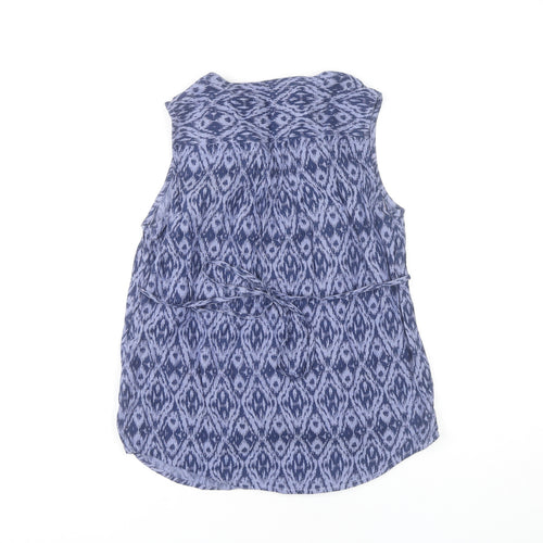 Maine New England Women’s Blue Geometric Cotton Sleeveless Tunic Blouse Size 10