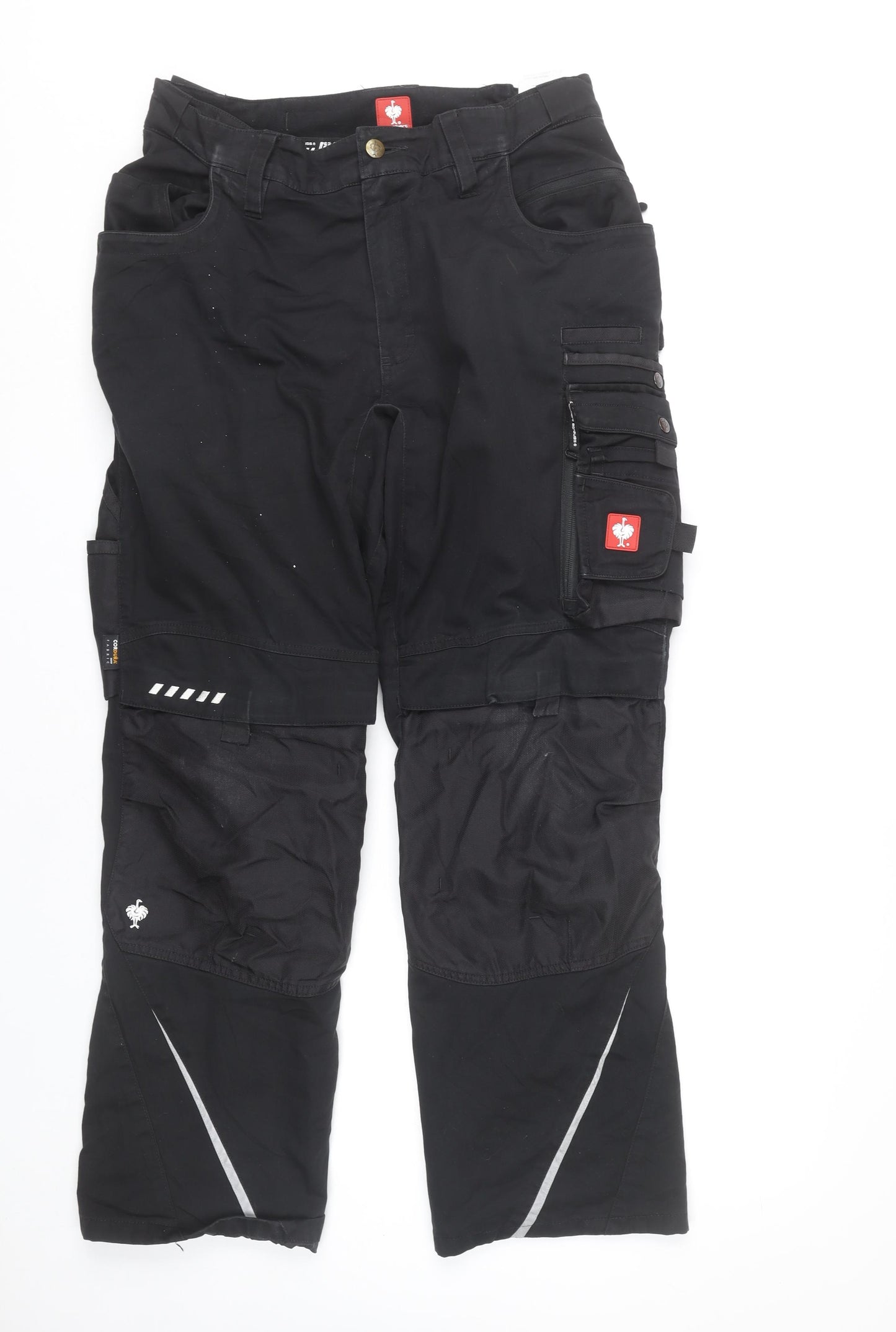 Engelbert Strauss Men’s Black 33S Cargo Work Trousers Reflective Pockets