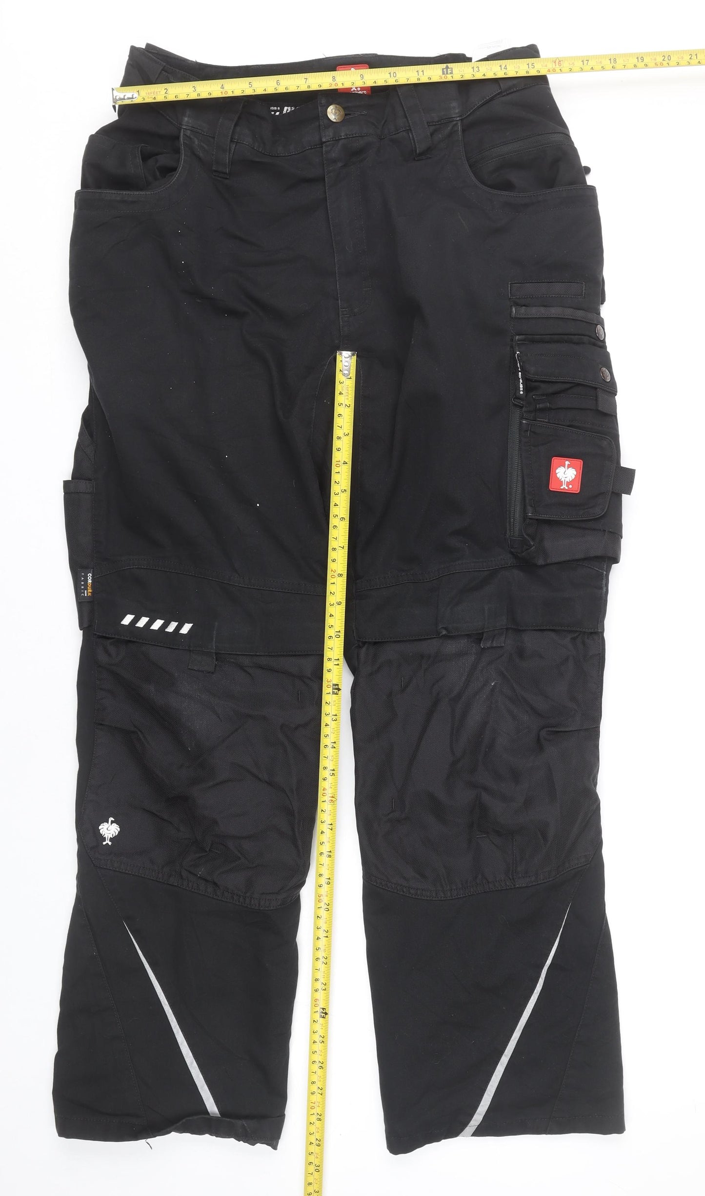 Engelbert Strauss Men’s Black 33S Cargo Work Trousers Reflective Pockets