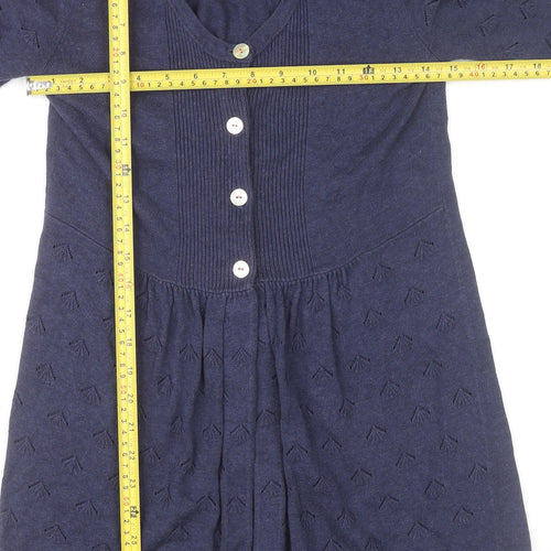 Mantaray Women's Blue Size 10 V-Neck 3/4 Sleeve Knit Cardigan