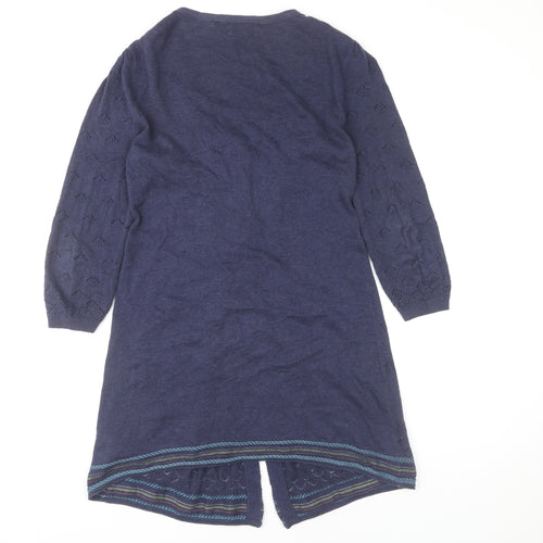 Mantaray Women's Blue Size 10 V-Neck 3/4 Sleeve Knit Cardigan