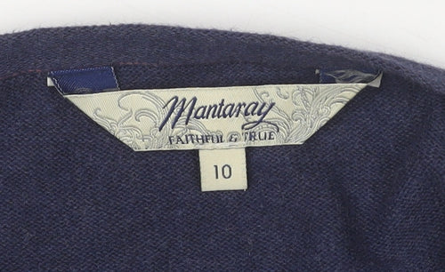 Mantaray Women's Blue Size 10 V-Neck 3/4 Sleeve Knit Cardigan